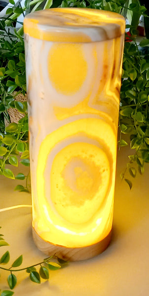 Natural Banded Onyx Cylinder Lamp