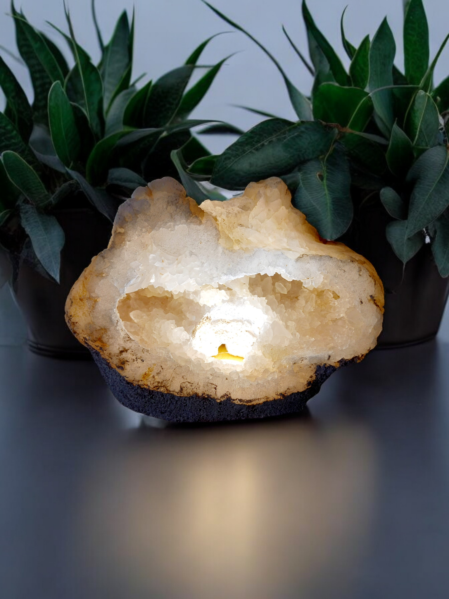 Natural Calcite Geode Lamp