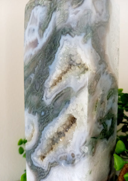 Moss Agate Large Tower