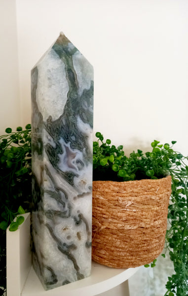 Moss Agate Large Tower