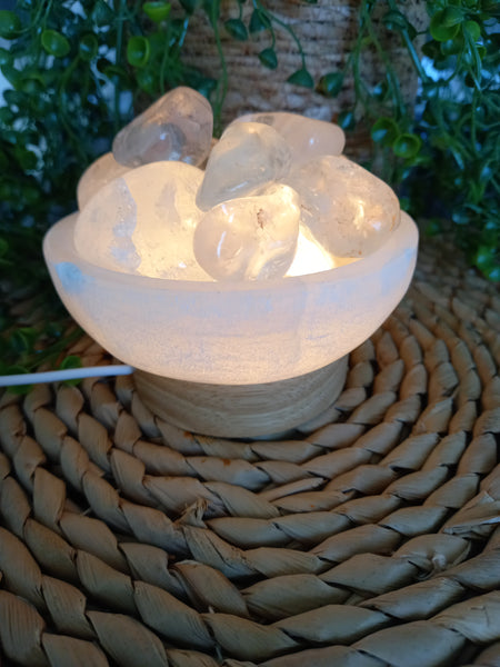 Selenite & Clear Quartz Lamp